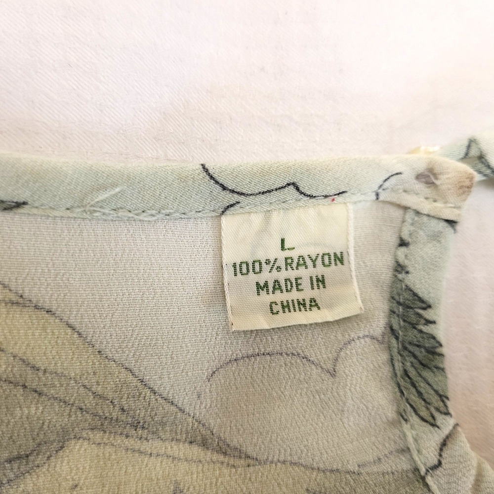 Tommy Bahama Tropical Palm Tree Hibiscus Rayon Shift Dress White Green L - Picture 5 of 8